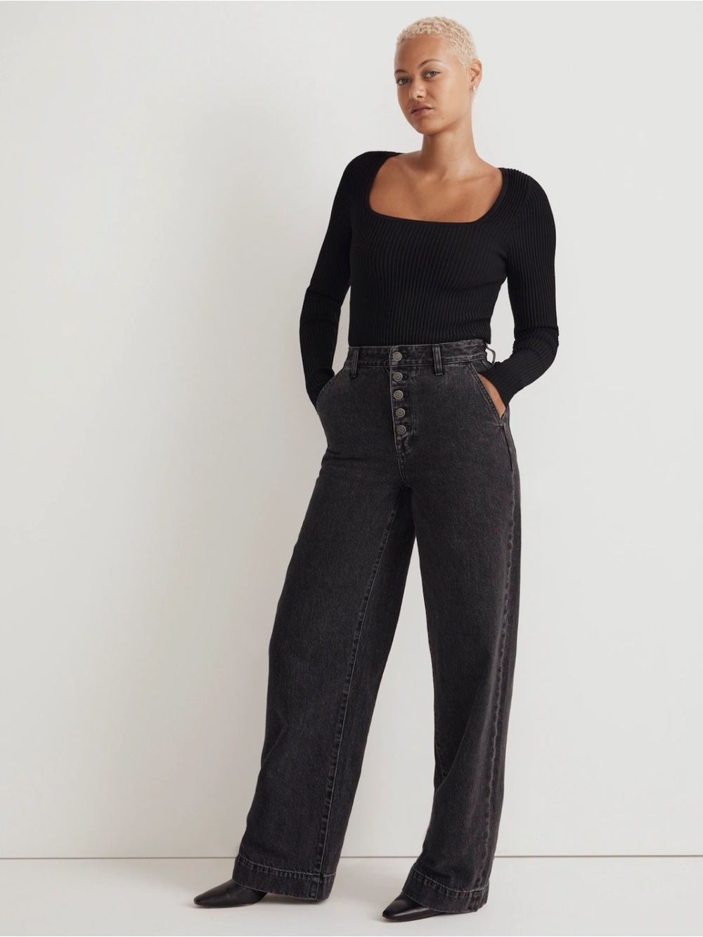Madewell High-Rise Wide-Leg Button-Fly Jeans — Selwick Wash